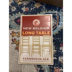 New Belgium Long Table Farmhouse Ale Embossed Metal Sign 11" x 16-3/4"